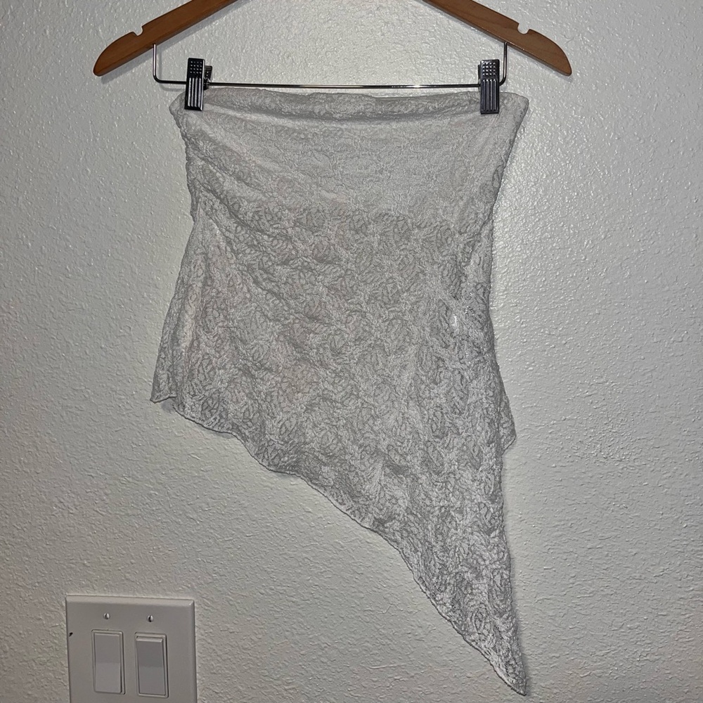 Chic White Lace Asymmetrical Tube Top